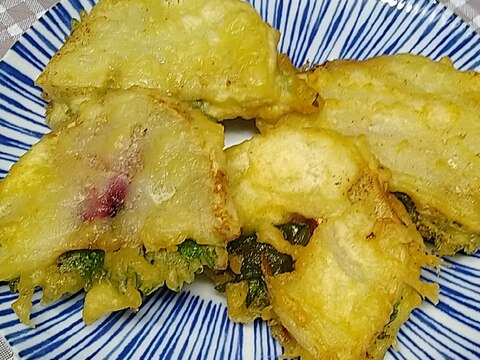 タケノコの天ぷら！大葉と梅肉挟み♪